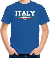 Italie / Italy landen t-shirt met Italiaanse vlag blauw kids - landen shirt / kleding - EK / WK / Olympische spelen outfit 110/116