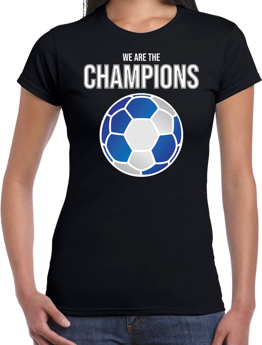 Schotland EK/ WK supporter t-shirt - we are the champions met Schotse voetbal - zwart - dames - kleding / shirt M