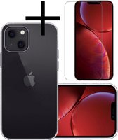 Hoes Geschikt voor iPhone 13 Hoesje Cover Siliconen Back Case Hoes Met Screenprotector - Transparant