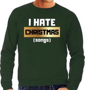 Foute Kersttrui / sweater - I hate Christmas songs - Haat aan kerstmuziek / kerstliedjes - groen voor heren - kerstkleding / kerst outfit S