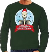Grote maten foute Kersttrui / sweater - Last Christmas I gave you my heart - skelet - groen voor heren - kerstkleding / kerst outfit XXXXL