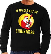 Foute kersttrui / sweater A Whole Lot of Christmas voor heren - zwart - Kerstman Angus met gitaar XL