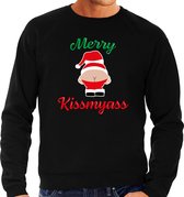 Grote maten merry kiss my ass foute Kerst sweater - zwart - heren - Kerst trui / Kerst outfit / Kersttrui XXXL