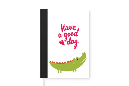 Carnet - Carnet d'écriture - Illustration avec un crocodile et la citation Bonne journée - Carnet - Format A5 - Bloc-notes