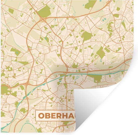 Stickers muraux - Film autocollant - Vintage - Carte - Plan de la ville - Oberhausen - Carte - 30x30 cm - Film adhésif - Stickers muraux Chambre d'enfant - Papier peint autocollant - Papier peint autocollant - Film autocollant