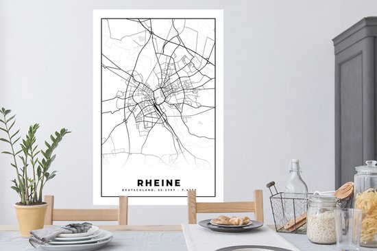 Muurstickers - Sticker Folie - Plattegrond - Rheine - Kaart - Stadskaart - 80x120 cm - Plakfolie - Muurstickers Kinderkamer - Zelfklevend Behang - Zelfklevend behangpapier - Stickerfolie