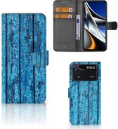 Magnet Case Xiaomi Poco X4 Pro 5G Telefoonhoesje Wood Blue