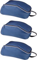 3x stuks donkerblauwe schoenentas 9 liter 38 x 20 x 14 cm - Reis opbergtas voor een paar schoenen