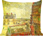 Sierkussens - Kussentjes Woonkamer - 60x60 cm - Gezicht vanuit Theo's appartement - Schilderij van Vincent van Gogh