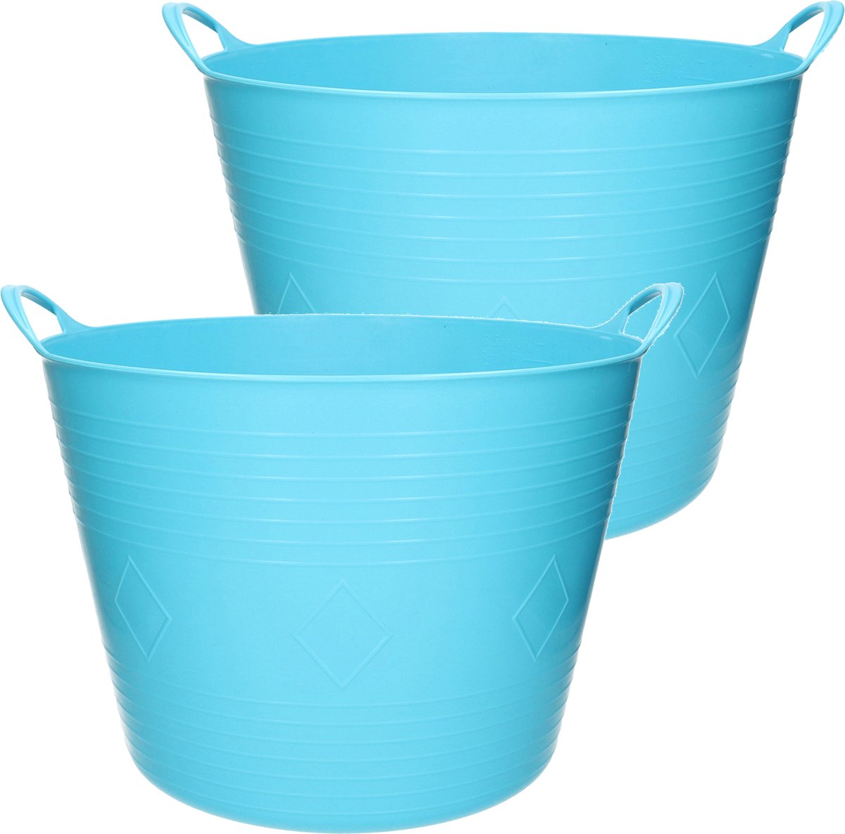 Goedkoopste 2x stuks flexibele kuip emmer/wasmand rond blauw 43 liter - Opbergmanden