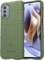Mobigear Hoesje geschikt voor Motorola Moto G31 Telefoonhoesje Flexibel TPU | Mobigear Rugged Shield Backcover Shockproof | Schokbestendig Moto G31 Telefoonhoesje | Anti Shock Proof - Groen