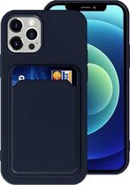 LuxeBass Hoesje geschikt voor iPhone 13 Pro - Siliconen hoesje - Blauw - Pasjeshouder - telefoonhoes - gsm hoes - gsm hoesjes