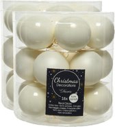 54x stuks kleine kerstballen wol wit van glas 4 cm - mat/glans - Kerstboomversiering