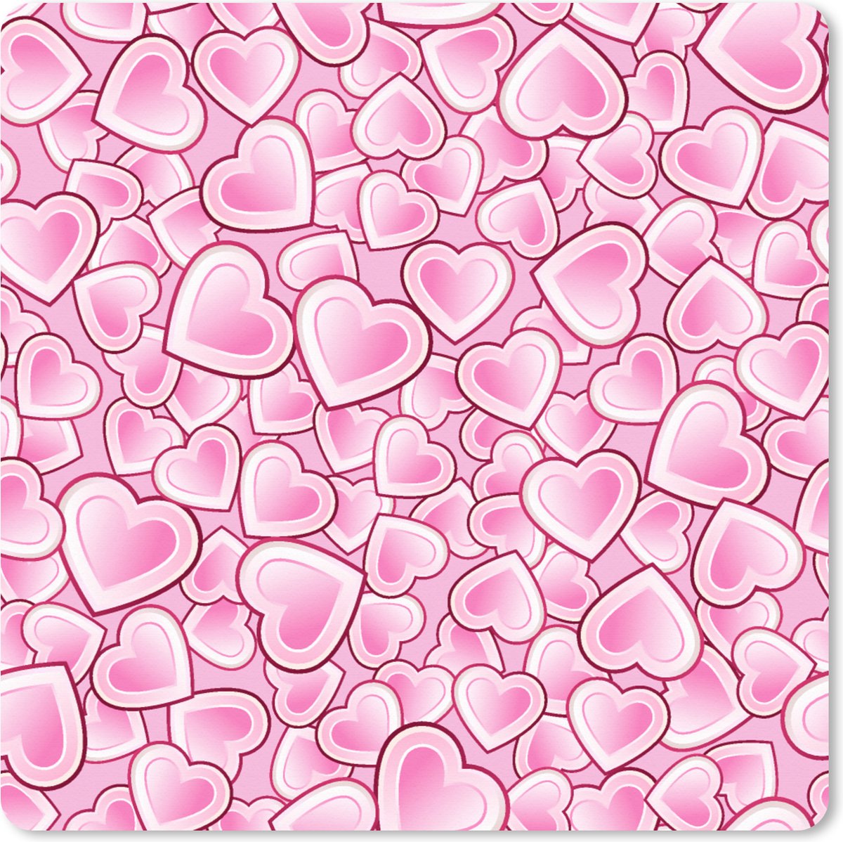 Muismat XXL 80x80 cm - Bureau onderlegger - Bureau mat Meiden - Hartjes - Roze - Patronen - Girl - Kindje - Kinderen - Bureaumat - Gaming mousepad xl - Bureaulegger groot - Computer deskmat