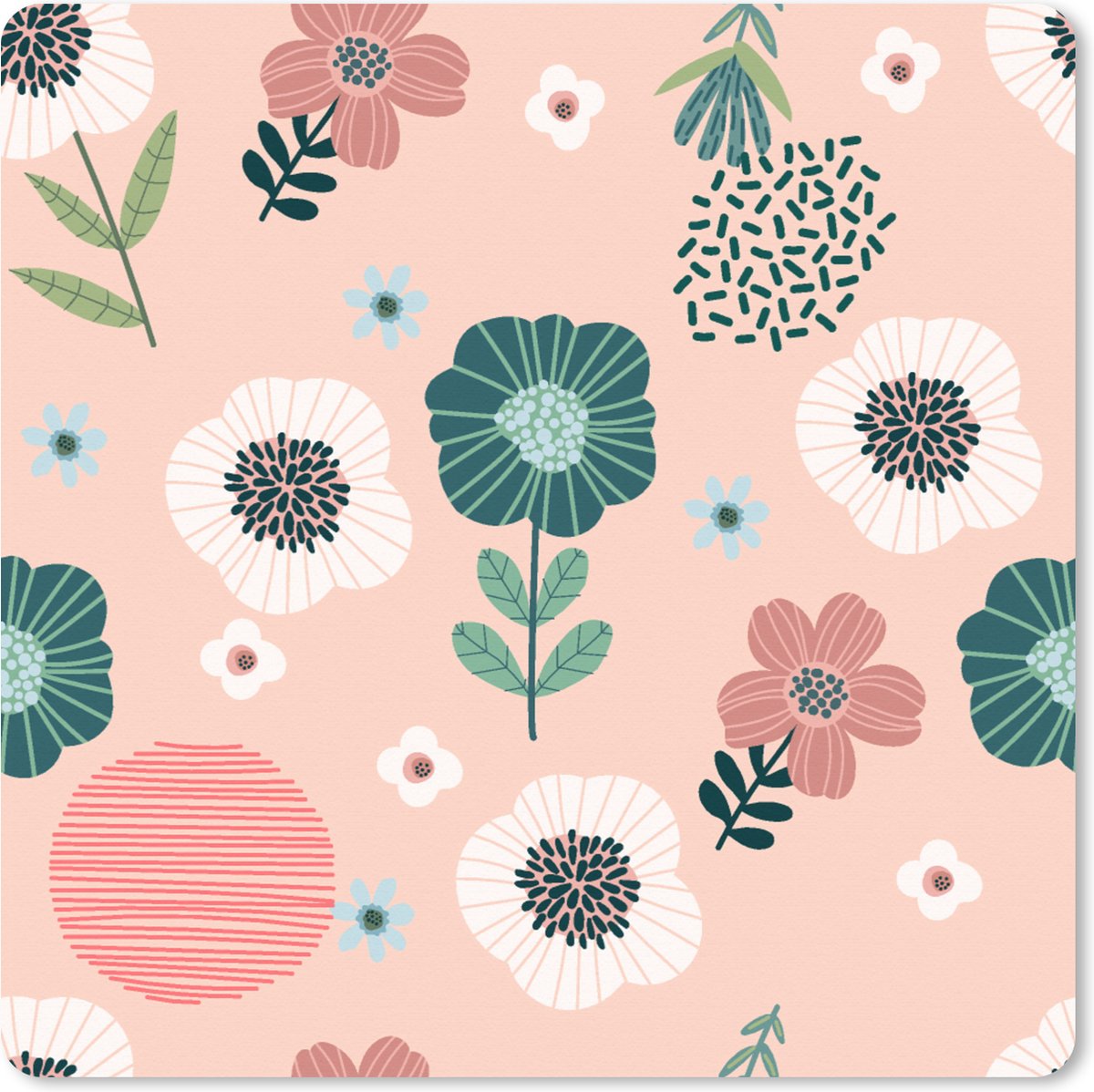 Muismat XXL 80x80 cm - Bureau onderlegger - Bureau mat Patronen - Bloemen - Planten - Bureaumat - Gaming mousepad xl - Bureaulegger groot - Computer deskmat