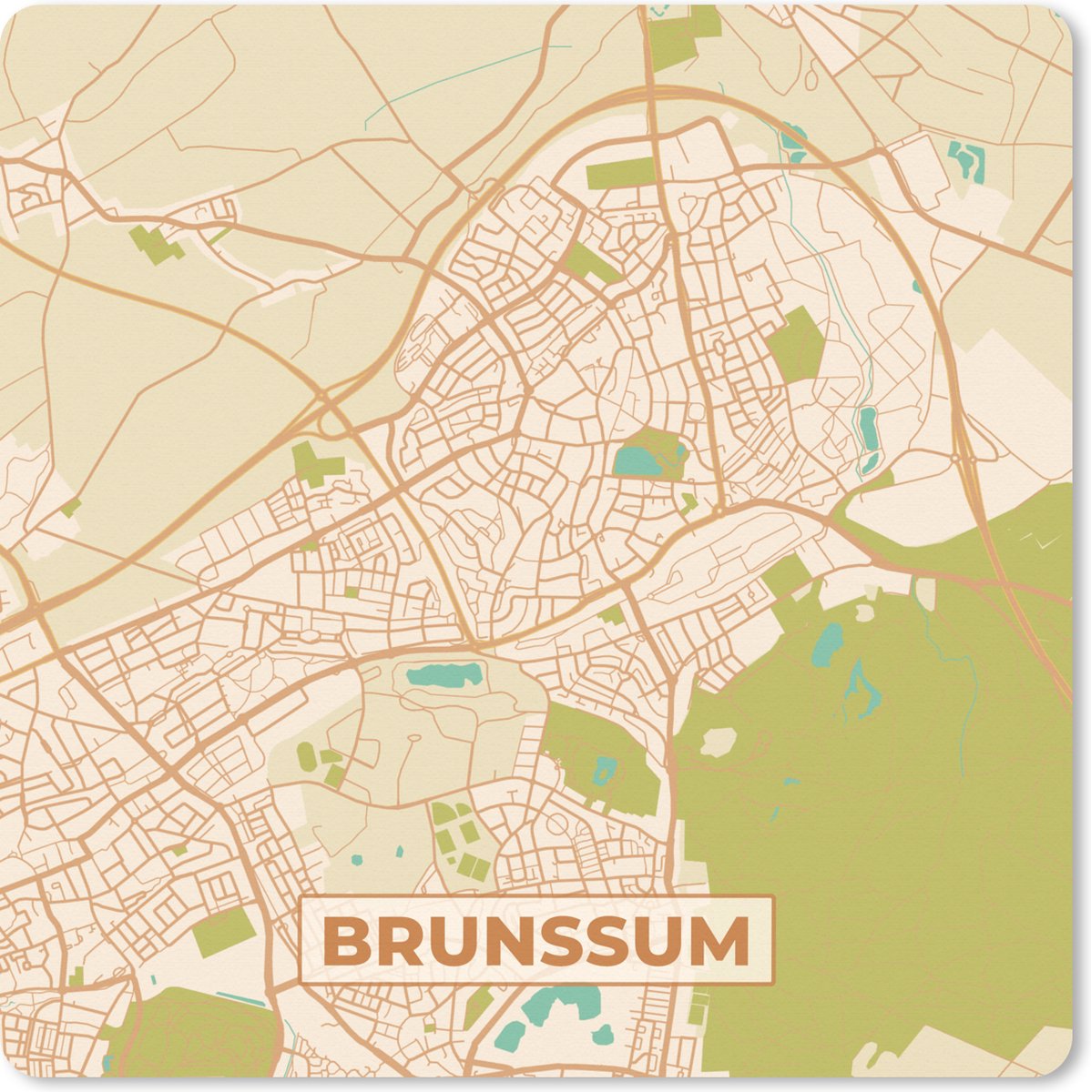 Muismat XXL 80x80 cm - Bureau onderlegger - Bureau mat Kaart - Brunssum - Vintage - Bureaumat - Gaming mousepad xl - Bureaulegger groot - Computer deskmat