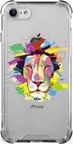 GSM Hoesje iPhone SE 2022/2020 | iPhone 8/7 Leuk TPU Back Cover met transparante rand Lion Color