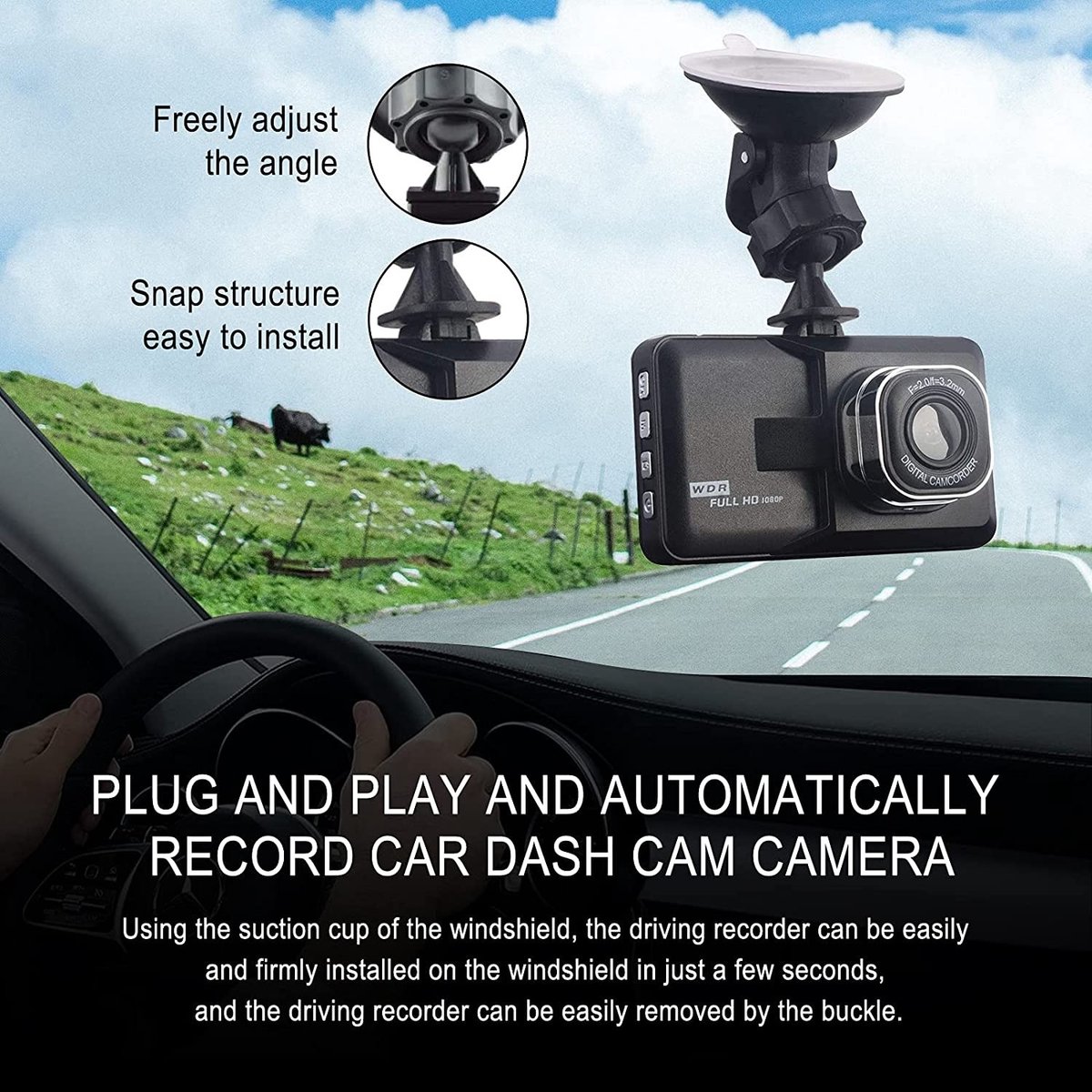 DrPhone DC11 Auto Dashcam Voor en Achter – Full HD 1080P - Nachtzicht – Bewegingsdetectie - 170 ° GROOTHOEK LENS - Zwart – foto 3