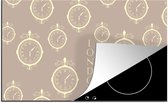 KitchenYeah® Inductie beschermer 91.6x52.7 cm - Londen - Klok - Patroon - Vintage - Kookplaataccessoires - Afdekplaat voor kookplaat - Inductiebeschermer - Inductiemat - Inductieplaat mat