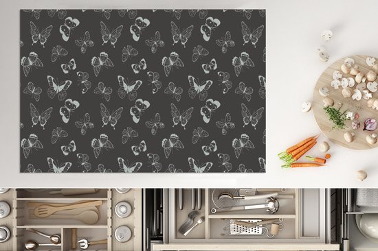 KitchenYeah® Inductie beschermer 83x51.5 cm - Vlinders - Retro - Design - Kookplaataccessoires - Afdekplaat voor kookplaat - Inductiebeschermer - Inductiemat - Inductieplaat mat