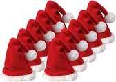 10x Mini kerstmutsen - 10 kleine rode kerstmutsjes