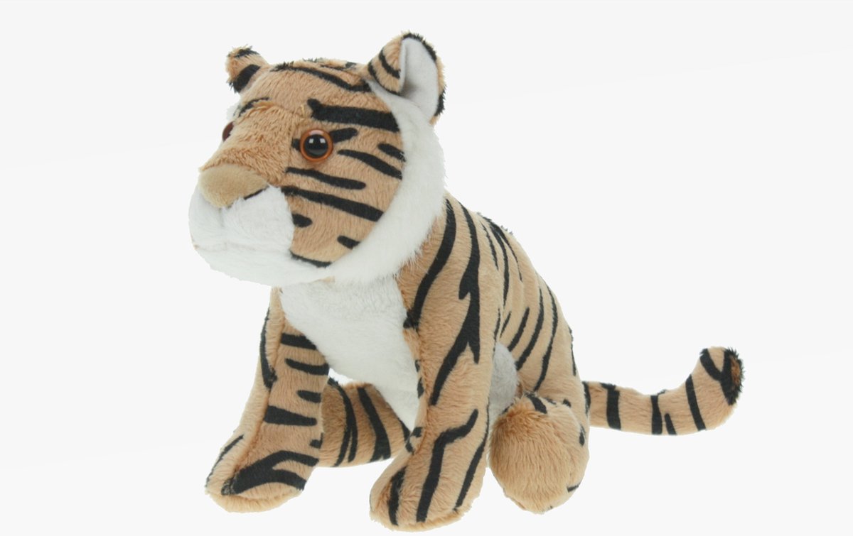 Pluche tijger knuffel bruin 23 cm speelgoed knuffeldier - Tijgers dieren knuffelbeesten/knuffeldieren