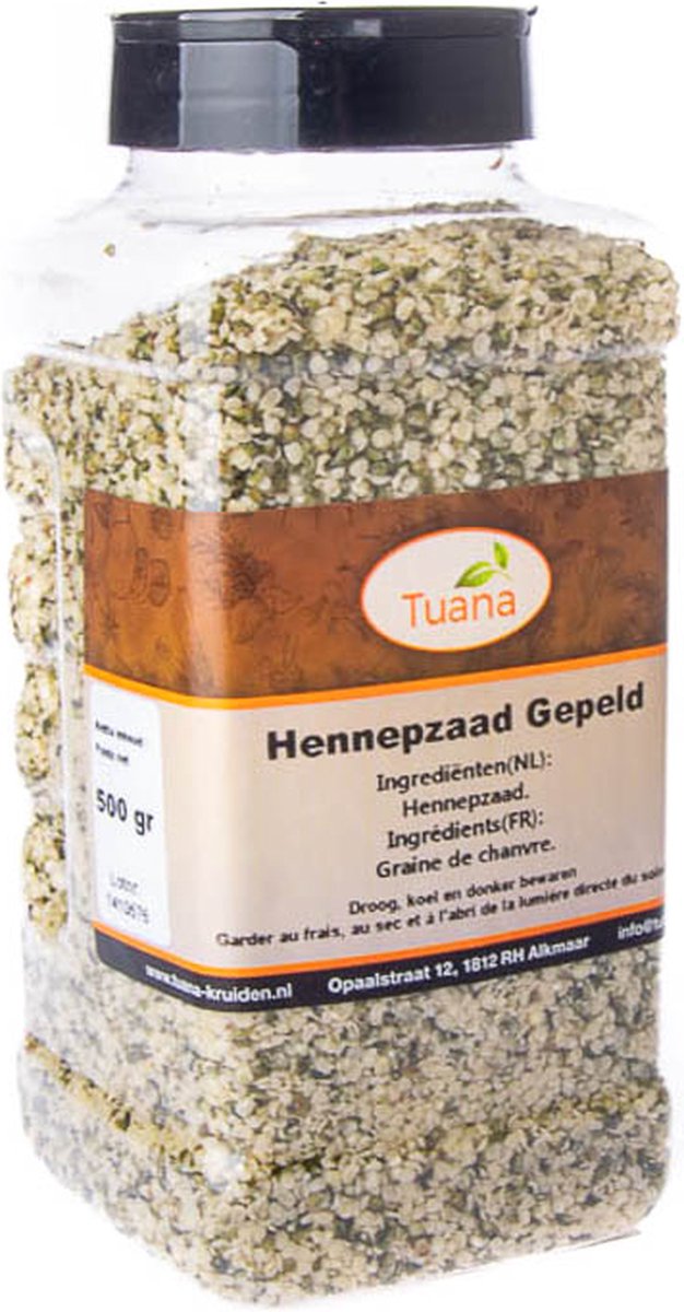 Goedkoopste Tuana Kruiden - Hennepzaad Gepeld - Strooibus 500 Gram - NP033
