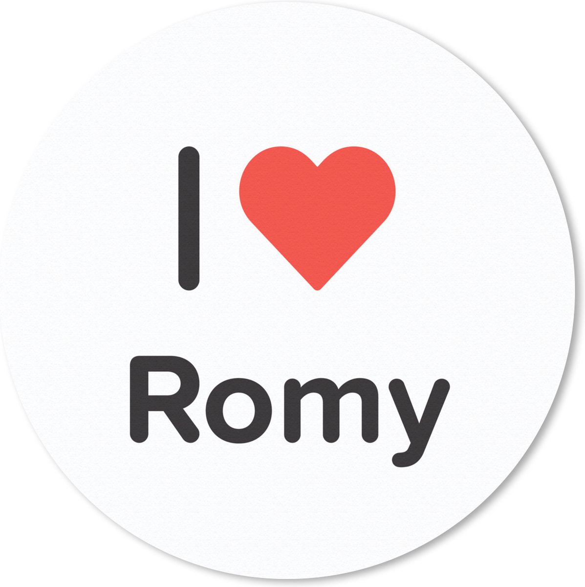 Muismat rond 40x40 cm - Mousepad I love - Romy - Meisje - Ronde muismatten