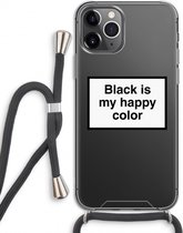 Case Company® - Hoesje met koord geschikt voor iPhone 11 Pro hoesje met Koord - Black is my happy color - Telefoonhoesje met Zwart Koord - Extra Bescherming aan alle Kanten en Over de Schermrand
