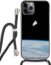 Case Company® - Hoesje met koord geschikt voor iPhone 11 Pro hoesje met Koord - Alone in Space - Telefoonhoesje met Zwart Koord - Extra Bescherming aan alle Kanten en Over de Schermrand