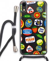 Case Company® - Hoesje met koord geschikt voor iPhone XR hoesje met Koord - Fruitsticker - Telefoonhoesje met Zwart Koord - Extra Bescherming aan alle Kanten en Over de Schermrand