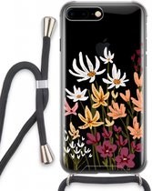 Case Company® - Hoesje met koord geschikt voor iPhone 8 Plus hoesje met Koord - Painted wildflowers - Telefoonhoesje met Zwart Koord - Extra Bescherming aan alle Kanten en Over de Schermrand