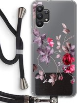 Case Company® - Hoesje met koord geschikt voor Samsung Galaxy A32 5G hoesje met Koord - Mooie bloemen - Telefoonhoesje met Zwart Koord - Bescherming aan alle Kanten en Over de Schermrand