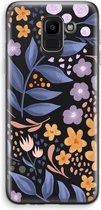 Case Company® - Hoesje geschikt voor Samsung Galaxy J6 (2018) hoesje - Flowers with blue leaves - Soft Cover Telefoonhoesje - Bescherming aan alle Kanten en Schermrand