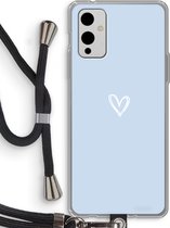 Case Company® - Hoesje met koord geschikt voor OnePlus 9 hoesje met Koord - Klein Hart Blauw - Telefoonhoesje met Zwart Koord - Bescherming aan alle Kanten en Over de Schermrand