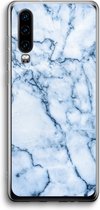 Case Company® - Hoesje geschikt voor Huawei P30 hoesje - Blauw marmer - Soft Cover Telefoonhoesje - Bescherming aan alle Kanten en Schermrand