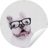 Tuincirkel Hond - Bril - Hipster - 150x150 cm - Ronde Tuinposter - Buiten