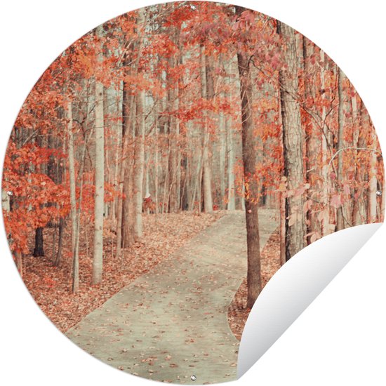 Tuincirkel Kleine weg door het bos in Alabama - 90x90 cm - Ronde Tuinposter - Buiten