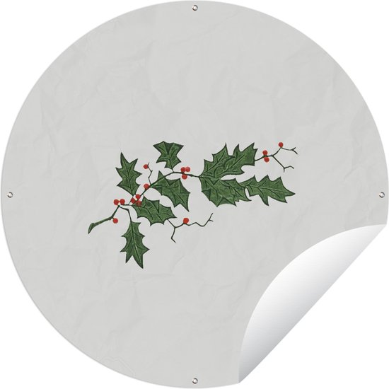 Tuincirkel Kerst - Hulst - Kunst - 90x90 cm - Ronde Tuinposter - Buiten