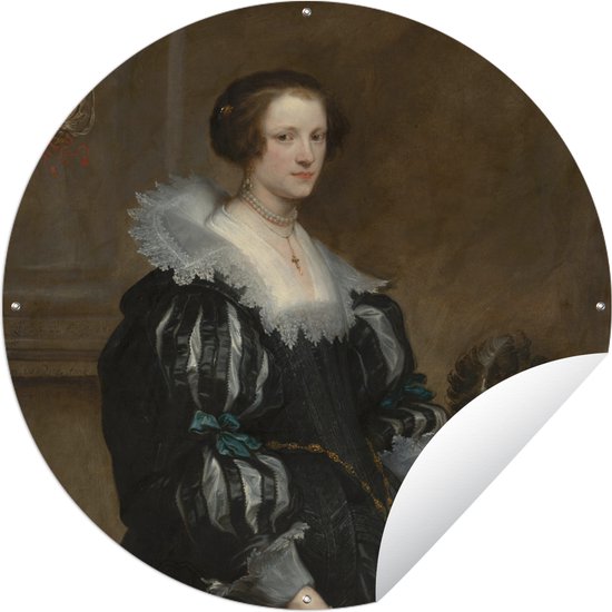 Tuincirkel Portret van Anna Wake - Anthony van Dyck - 90x90 cm - Ronde Tuinposter - Buiten