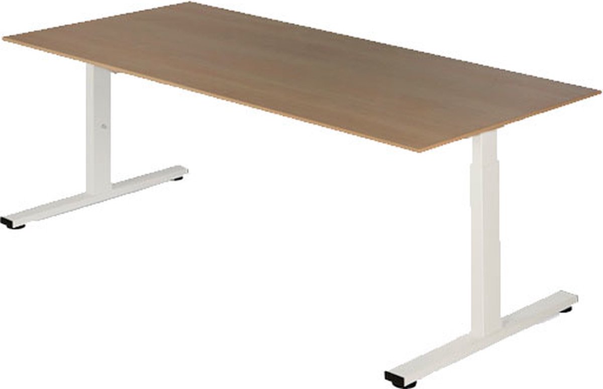 Presto R - Verstelbaar bureau - 160x80 - Noten - Wit frame