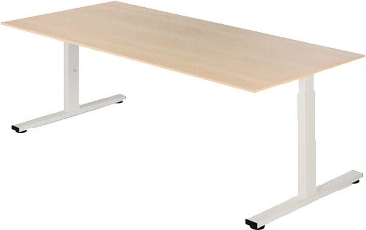 Presto R - Verstelbaar bureau - 160x80 - Eiken Whitewash - Wit frame