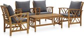 vidaXL Ensemble de salon 5 pièces avec coussins en bois d'acacia massif