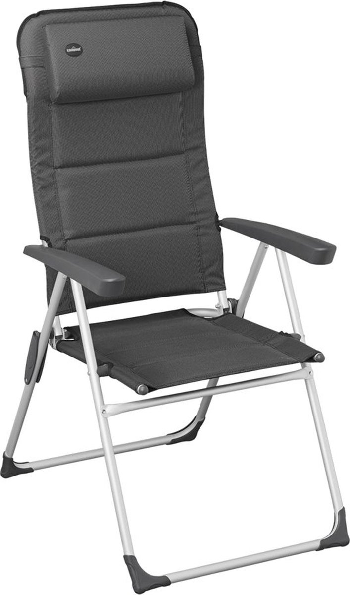 Campout Standenstoel Regent - Grijs - Compact opvouwbaar - Verstelbaar in 7 standen - gepolsterde stof - Tuinstoel - Camping stoel