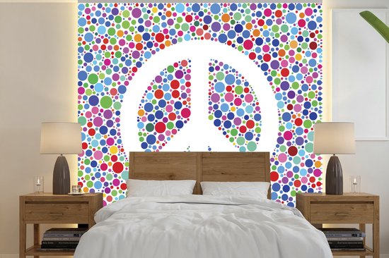 Papier peint photo peint photo vinyle - Flower power signe de paix largeur 280 cm x hauteur 280 cm - Tirage photo sur papier peint (disponible en 7 tailles)