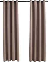 vidaXL - Gordijn - verduisterend - met - metalen - ringen - 2 - st - 140x175 - cm - taupe