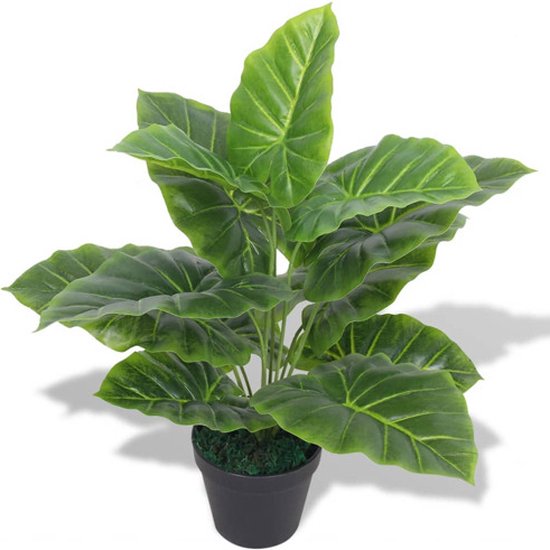 vidaXL - Kunst - taro - plant - met - pot - 45 - cm - groen