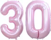 Folie Ballon Cijfer 30 Jaar Roze 70Cm Verjaardag Folieballon Met Rietje
