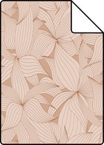 Echantillon ESTAhome papier peint feuilles dessinées rose terre cuite et terre cuite - 139498 - 26,5 x 21 cm
