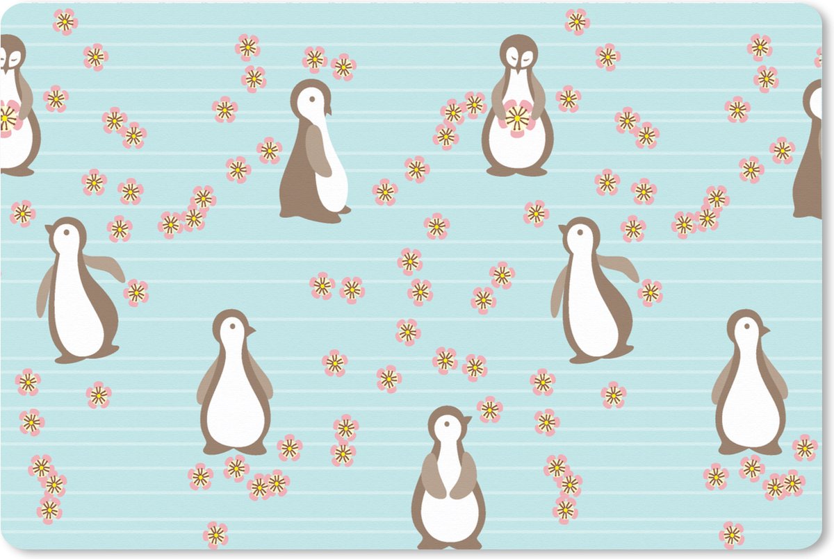Muismat XXL 90x60 cm - Bureau onderlegger - Bureau mat Bloemen - Design - Pinguïn - Bureaumat - Gaming mousepad xl - Bureaulegger groot - Computer deskmat